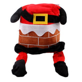 Santa Chimney Hat – Moving Ears Funny Christmas Hat (Interactive Plush) with brick chimney design and soft plush fabric.